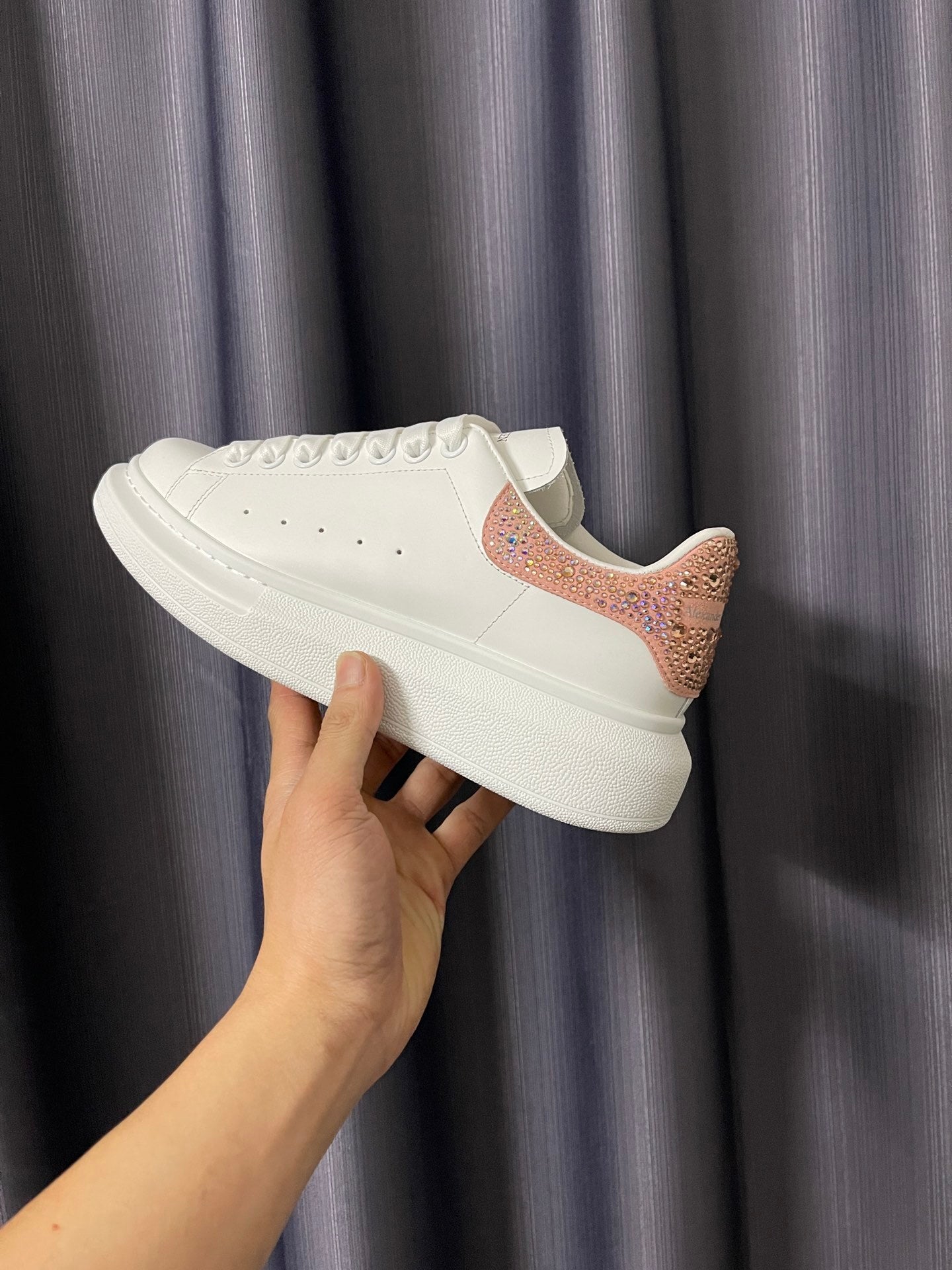 Alexander McQueen Oversized "White-Pink Rhinestone"
