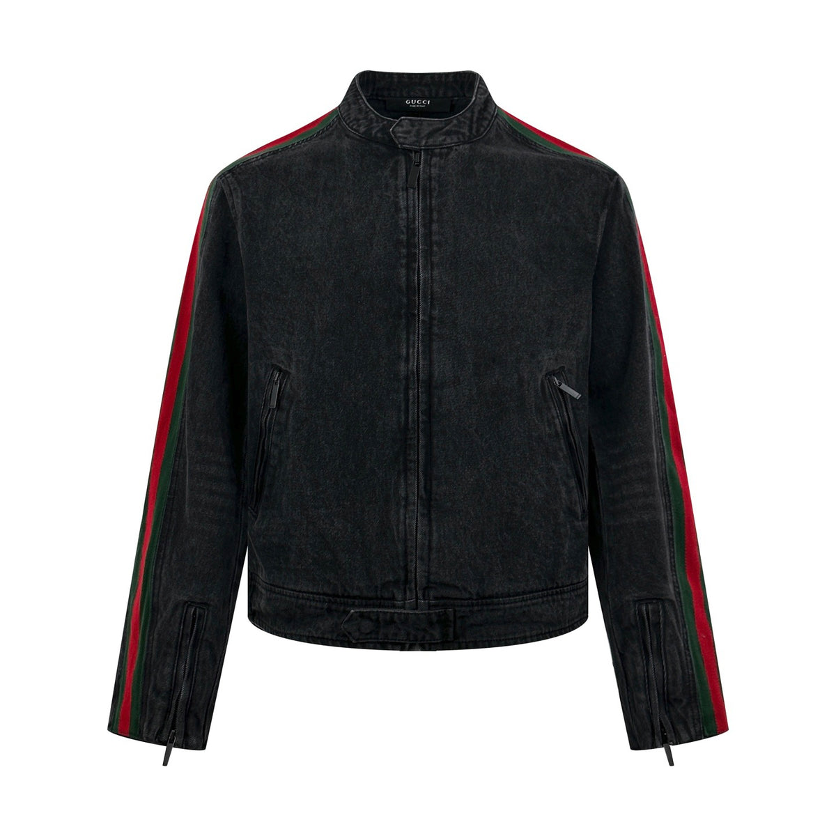 Gucci Denim Biker Jacket with Web Detail