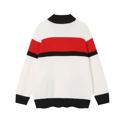 Gucci Zip-Up Sweater "White-Red-Black"