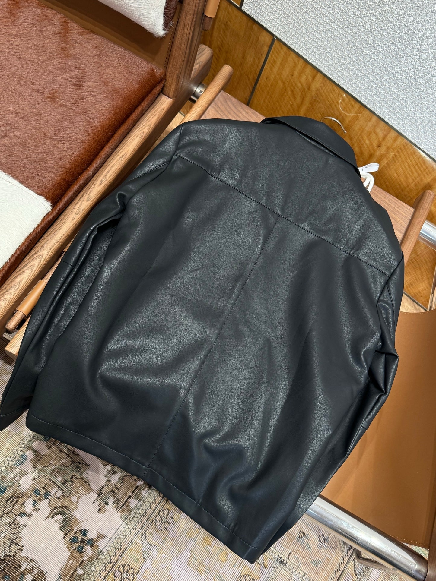 Prada Nappa Leather Shirt "Black"