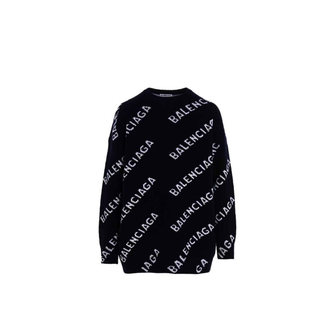 Balenciaga All-Over Logo Sweater "Black-White"