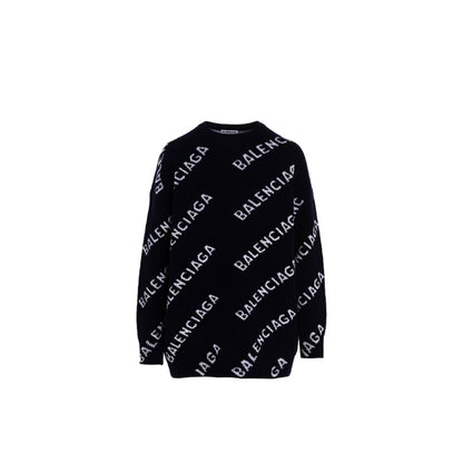 Balenciaga All-Over Logo Sweater "Black-White"