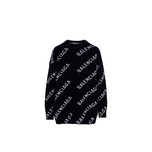 Balenciaga All-Over Logo Sweater "Black-White"