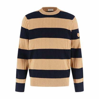Moncler Striped Wool Sweater "Beige-Navy"