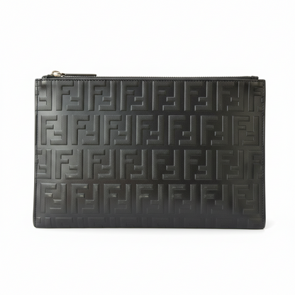 Fendi FF Embossed Leather Clutch Bag