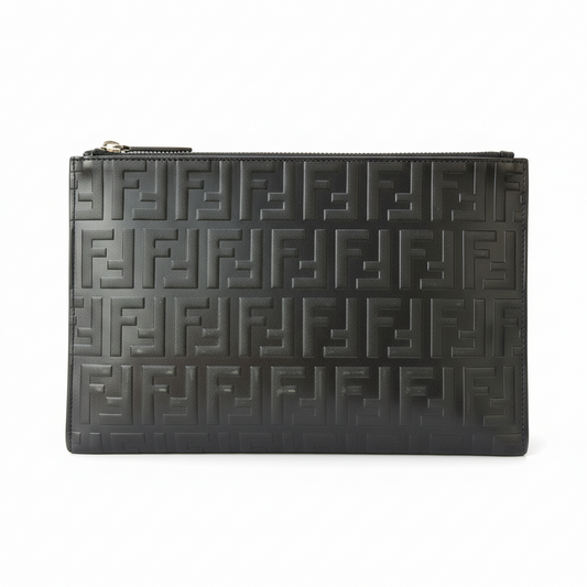 Fendi FF Embossed Leather Clutch Bag