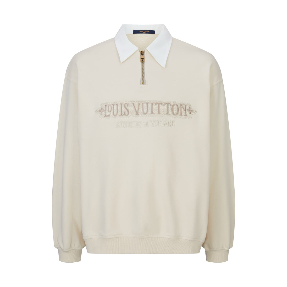 Louis Vuitton Embellished Half Zip Sweatshirt "Light Beige"