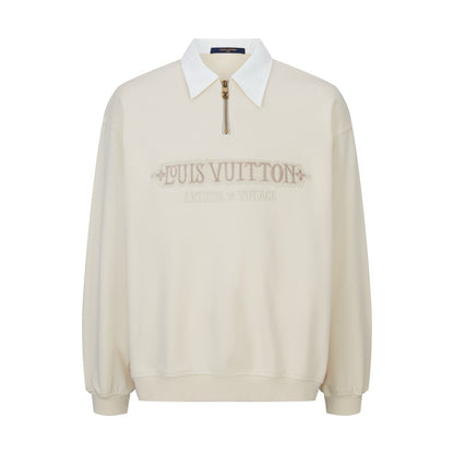 Louis Vuitton Embellished Half Zip Sweatshirt "Light Beige"