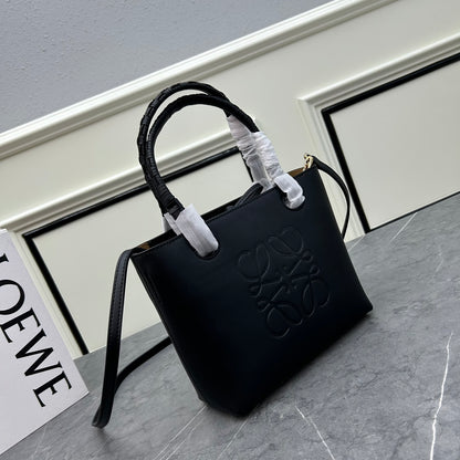 Loewe Anagram Embossed Small Leather Tote Bag "Black"