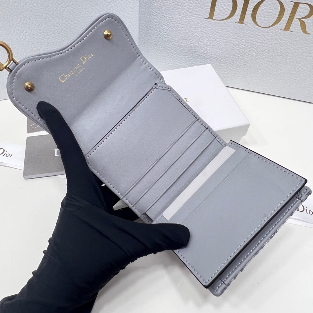 Dior Saddle Lotus Wallet Gray Dior Oblique Jacquard