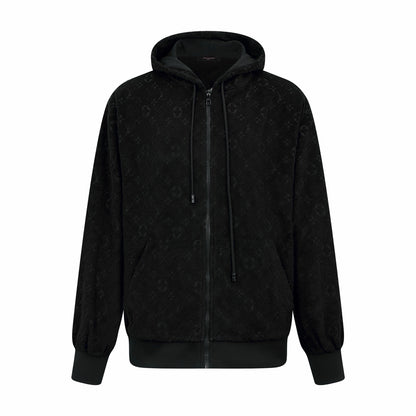 Louis Vuitton Monogram French Terry Zip-Through Hoodie "Black"