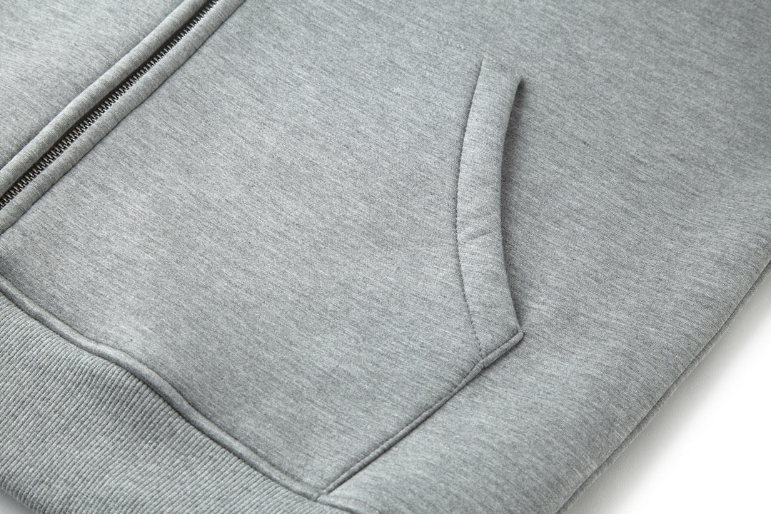 Gucci Logo-Appliquéd Jersey Zip-Up Hoodie "Grey"