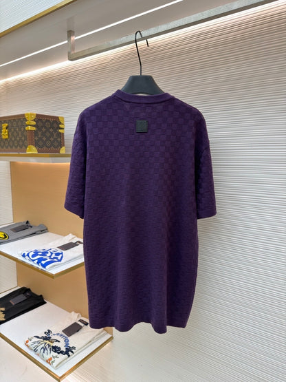 Louis Vuitton Damier Jacquard Short-Sleeved Crewneck "Purple Indigo"
