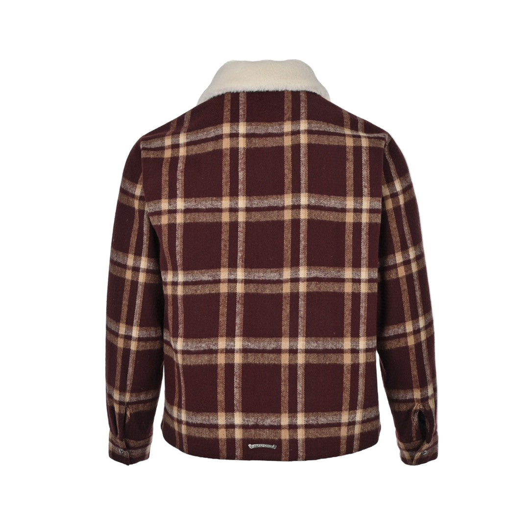 Chrome Hearts Shearling Collar Plaid Jacket
