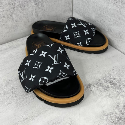 Louis Vuitton Slides "Black-White-Brown"