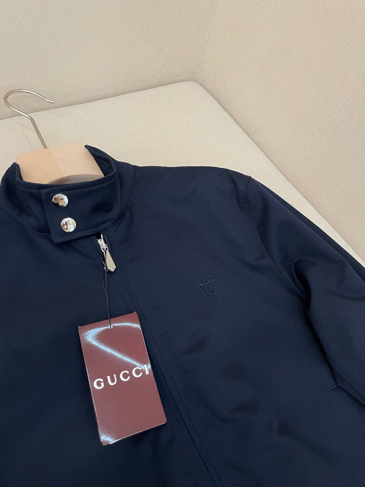 Gucci Cotton Twill Zip Jacket with Web "Dark Blue"