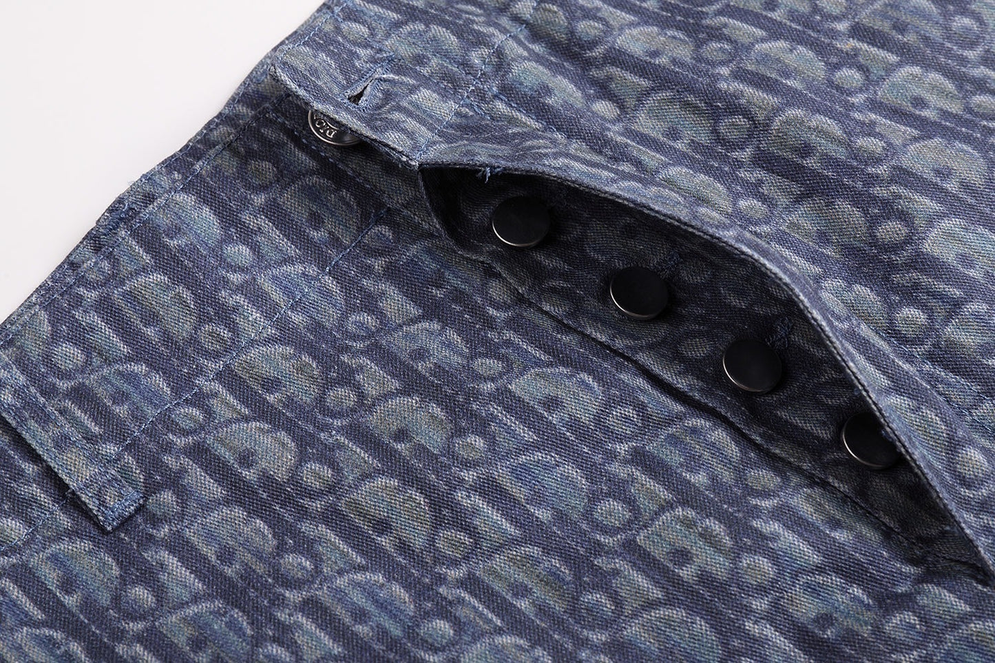 Dior Oblique Bermuda Cargo Shorts "Blue Cotton Blend Twill"