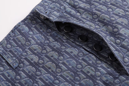 Dior Oblique Bermuda Cargo Shorts "Blue Cotton Blend Twill"