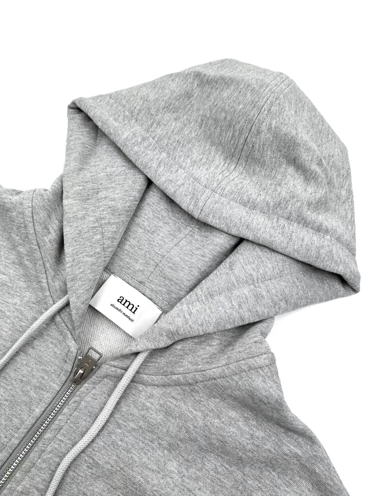 Ami Paris Zip-Up Hoodie "Grey"