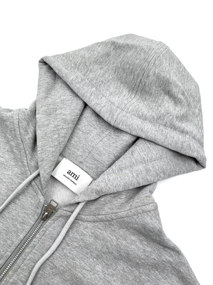 Ami Paris Zip-Up Hoodie "Grey"