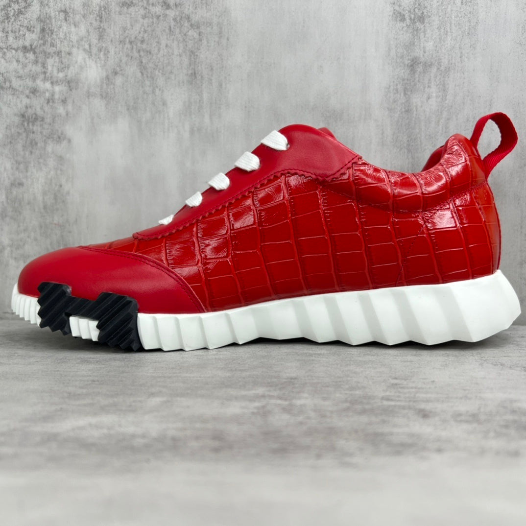 Hermes Bouncing Sneakers "Red Crocodile Pattern"