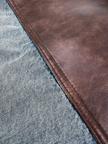 Prada Leather-Trimmed Denim Jacket