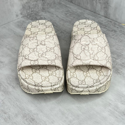 Gucci Monogram Slides "Beige-Grey"