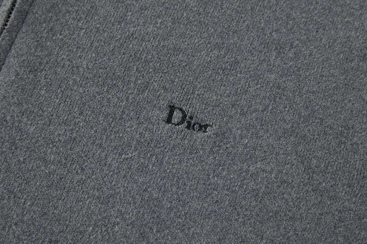 Dior Zipped Cardigan with Dior Embroidery "Gray Wool Interlock"