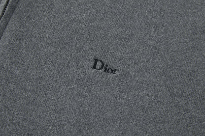 Dior Zipped Cardigan with Dior Embroidery "Gray Wool Interlock"