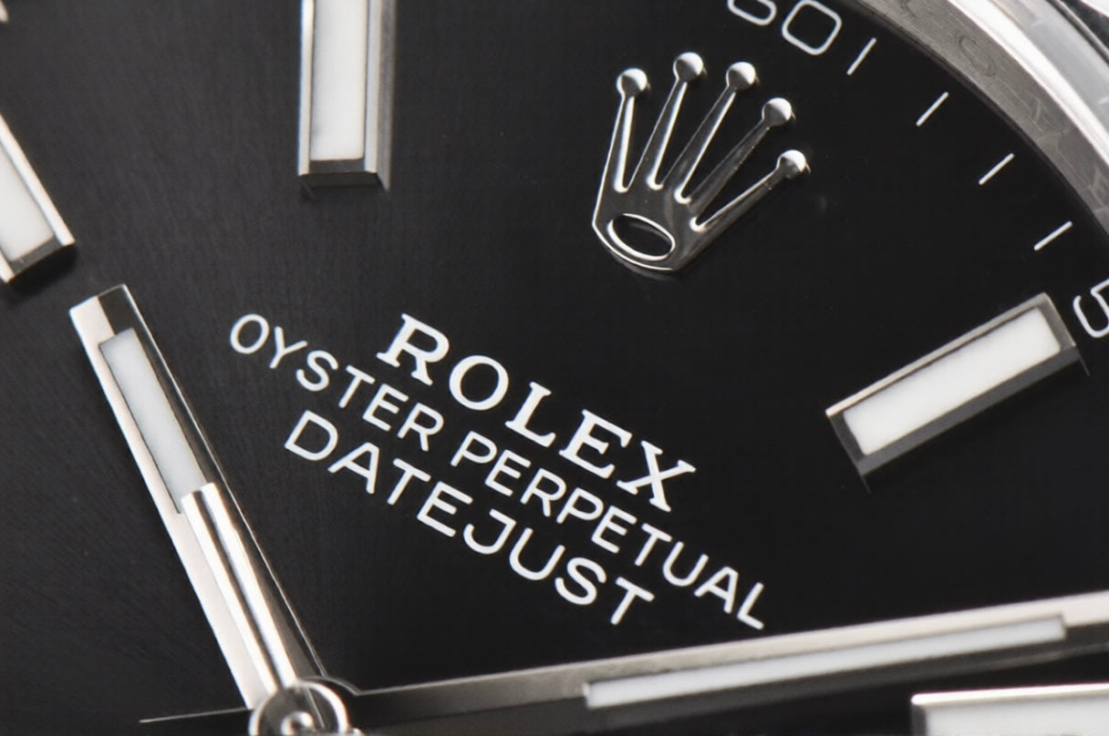 Rolex Date Just 41mm Jubilee Bracelet Black Stick Dial