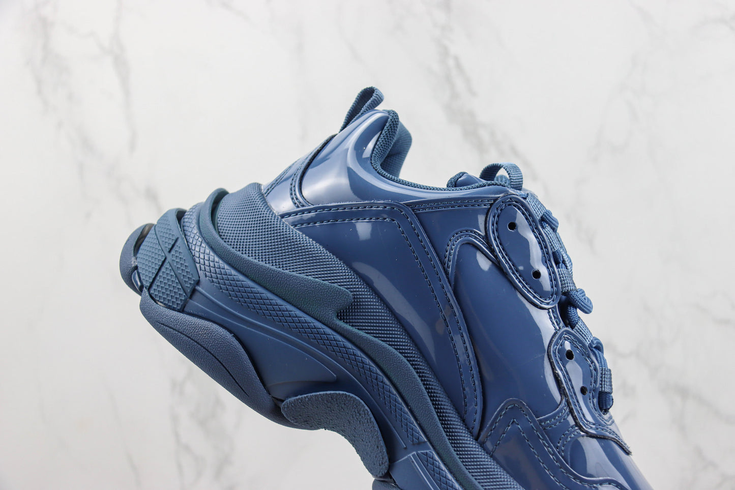 Balnciaga Triple S "Blue Leather Gloss"