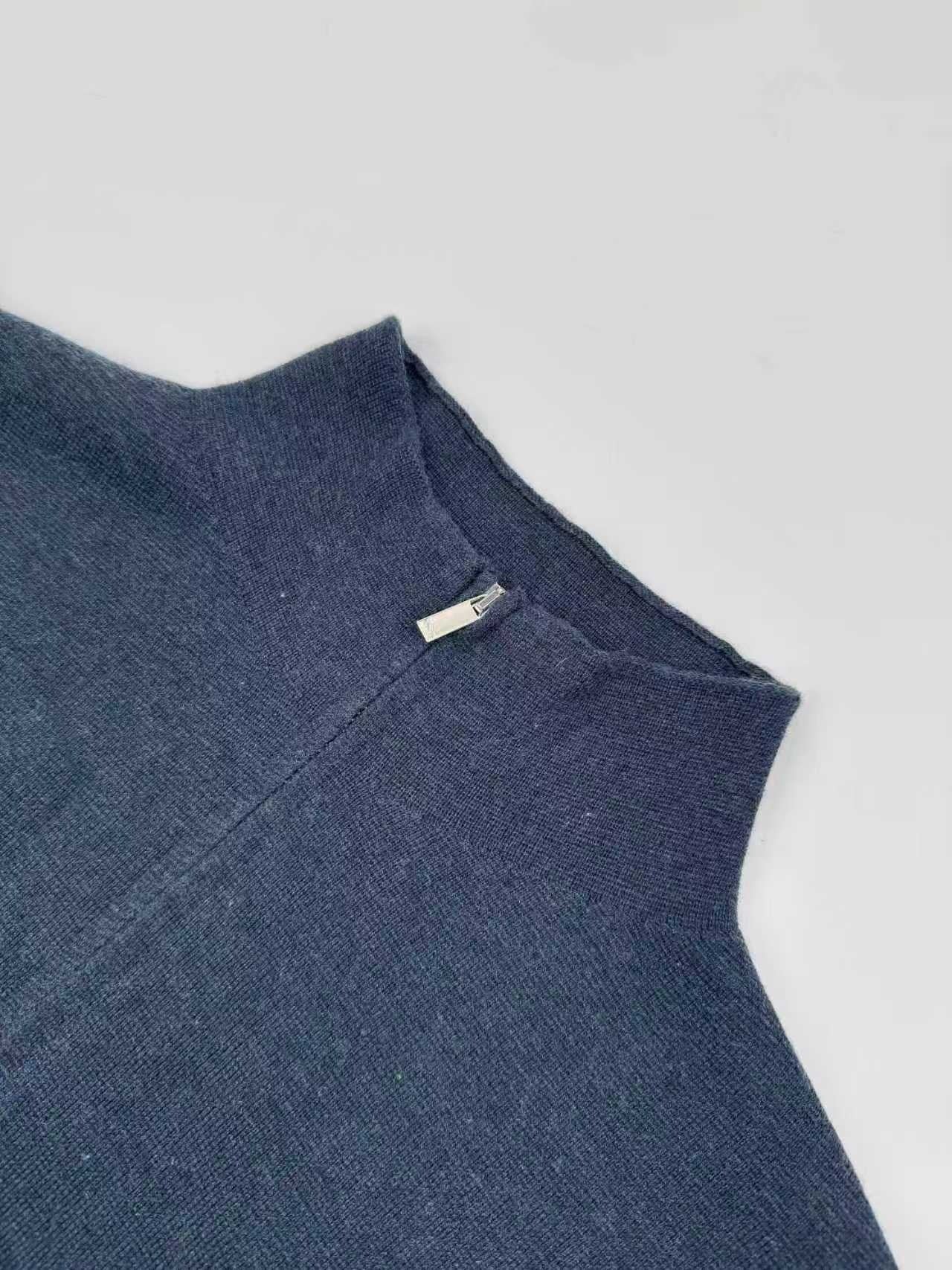 Dior CD Icon Zipped Sweater "Navy Blue Virgin Wool Punto Milano Knit"