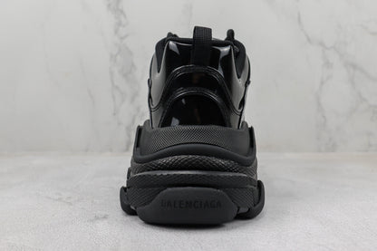 Balenciaga Triple S "Black Leather Gloss"