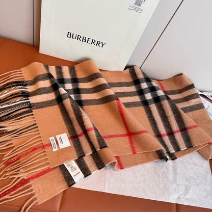 Burberry Cashmere Scarf "Camel Brown-Black"