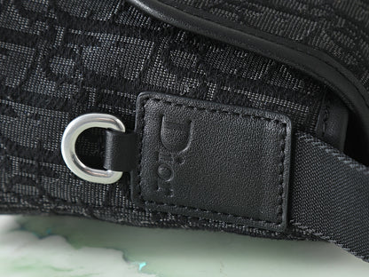 Dior Jett Mini Messenger Bag with Flap "Dior Oblique in Black Jacquard"