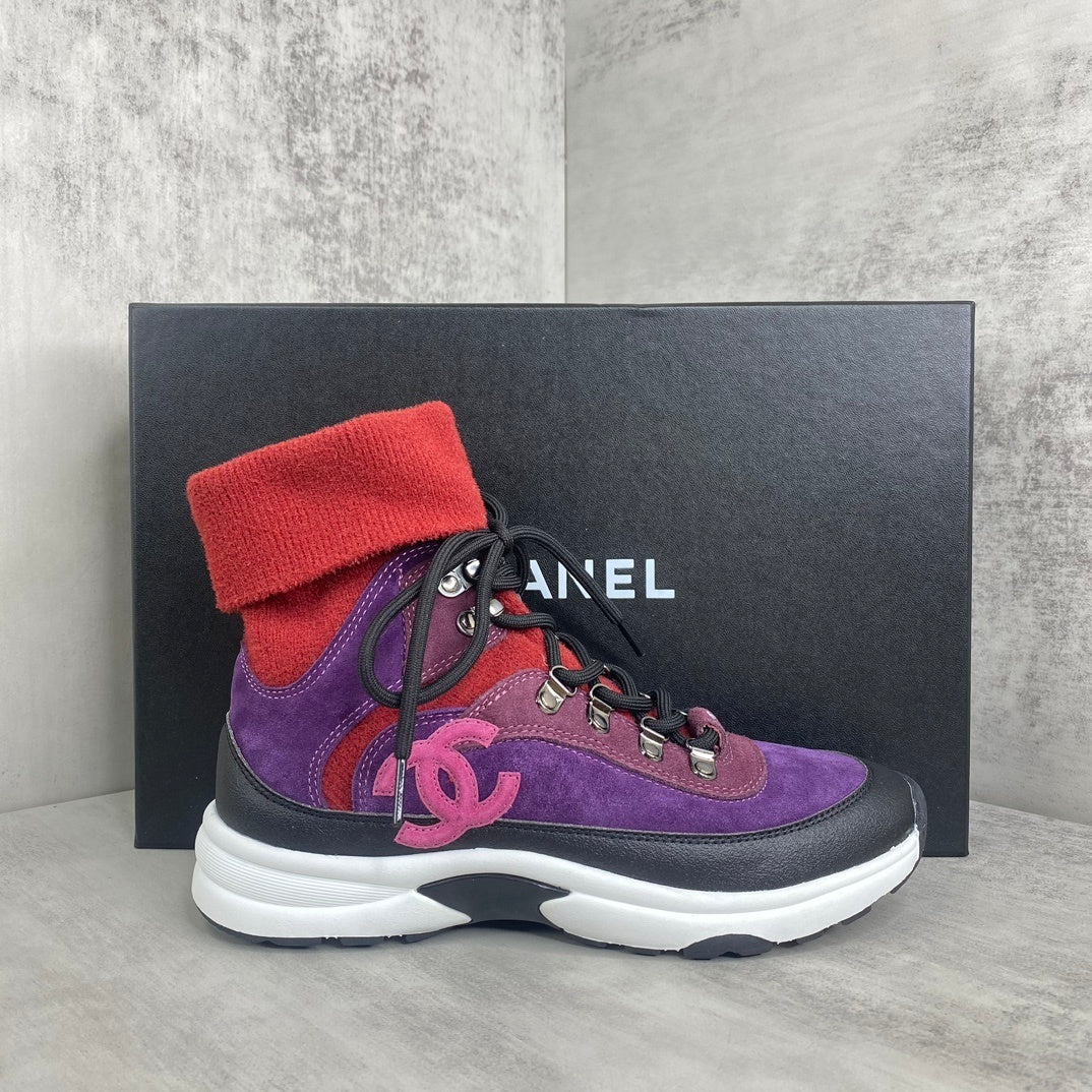 Chanel Interlocking CC Sock Sneakers "Purple-Pink"