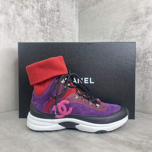 Chanel Interlocking CC Sock Sneakers "Purple-Pink"