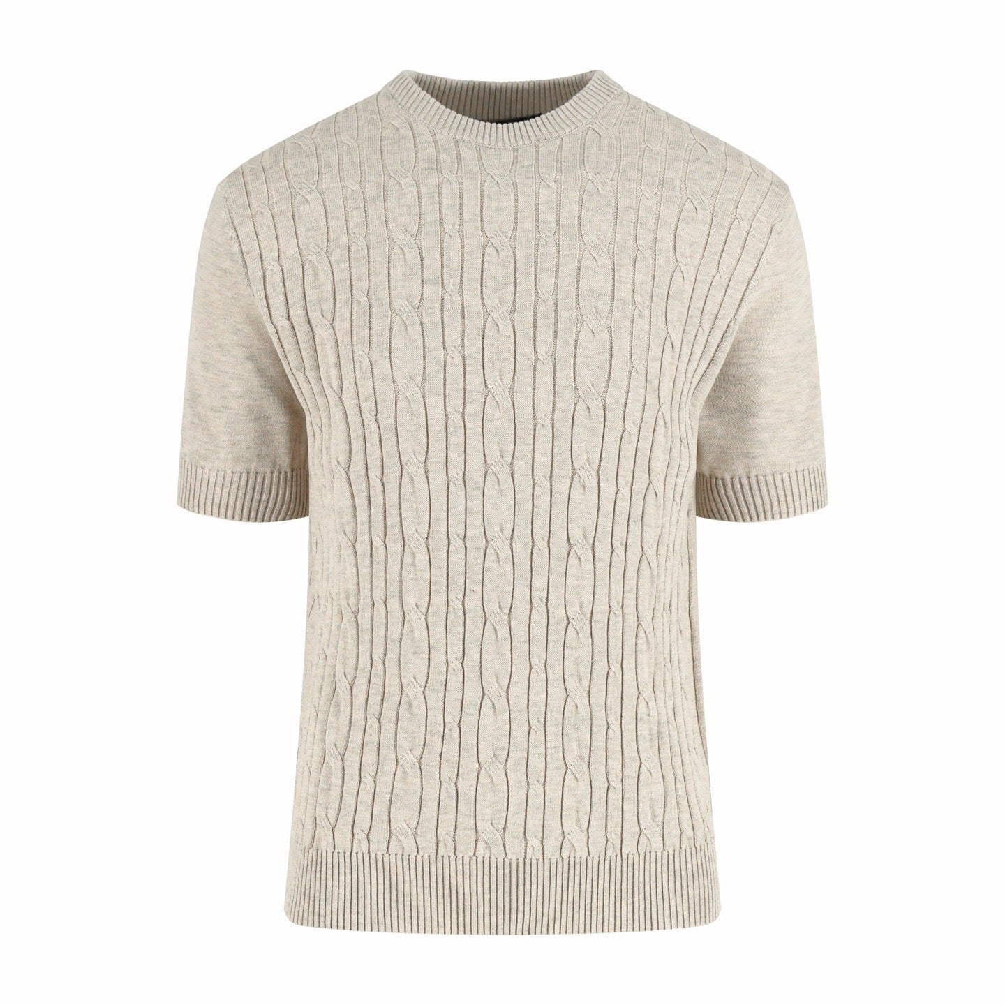 Loro Piana Treccia Cashmere Short-Sleeve Sweater T-Shirt "Beige"
