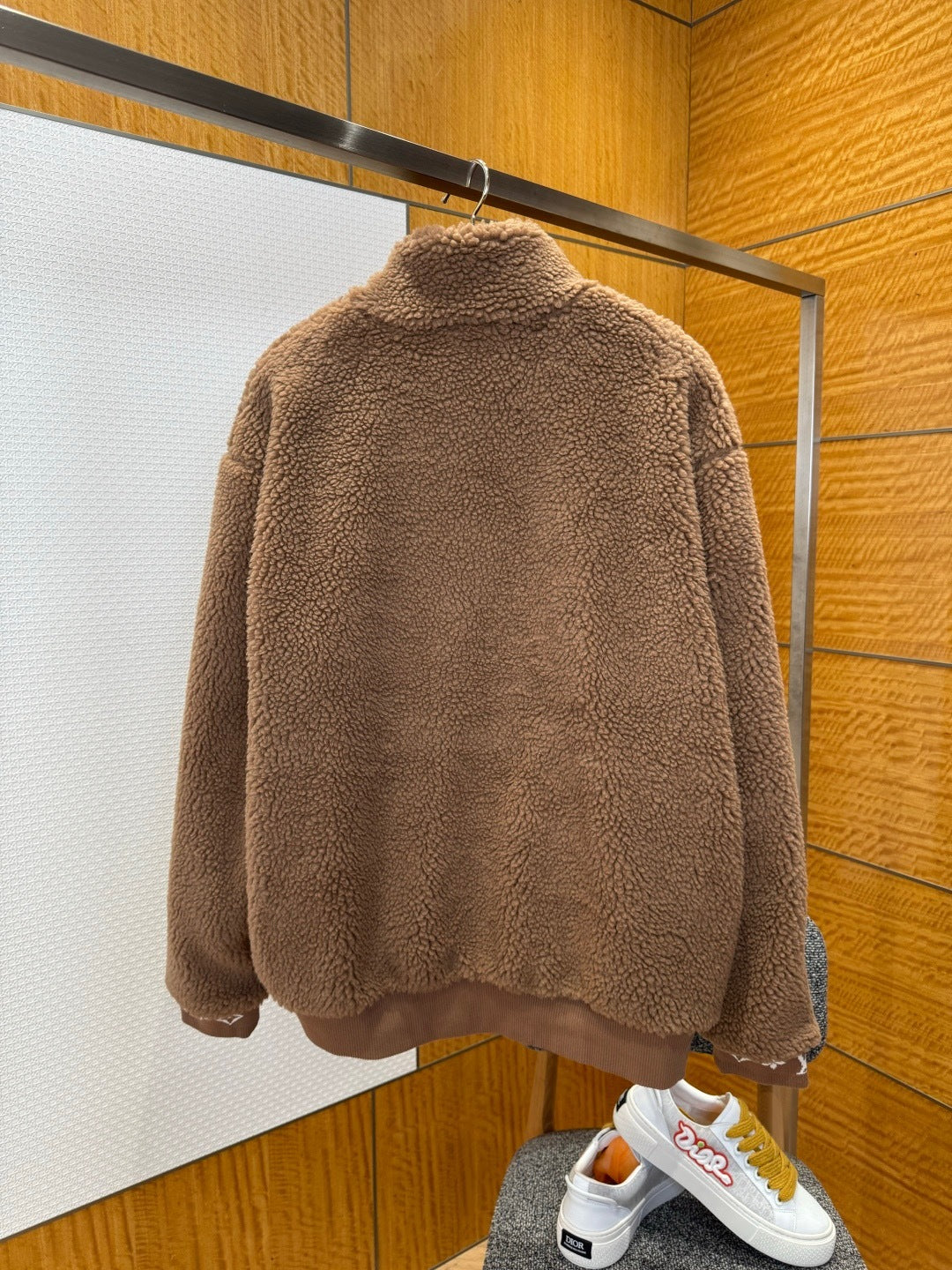 Louis Vuitton Fleece Jacket with Leather Patch "Beige"
