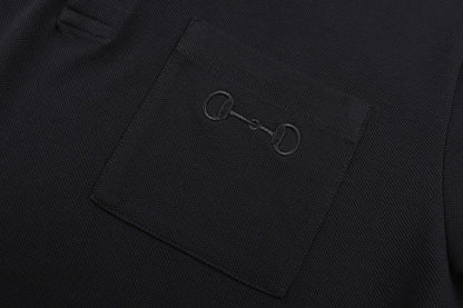 Gucci Cotton Piquet Polo Shirt with Horsebit Embroidery "Black"
