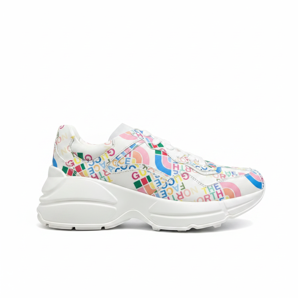Gucci x The North Face Rhyton "White-Multicolour All Over Logo"