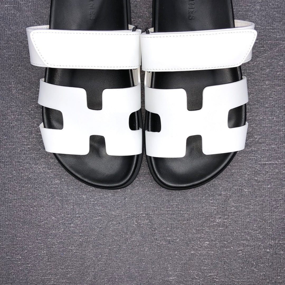 Hermes Chypre Sandals "White-Black"
