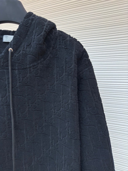 Dior Oblique Hooded Sweatshirt "Navy Blue Cotton Fleece"