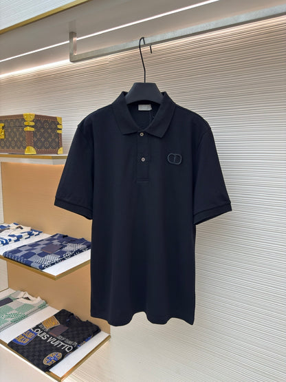 Dior CD Icon Polo Shirt "Black Cotton Piqué"