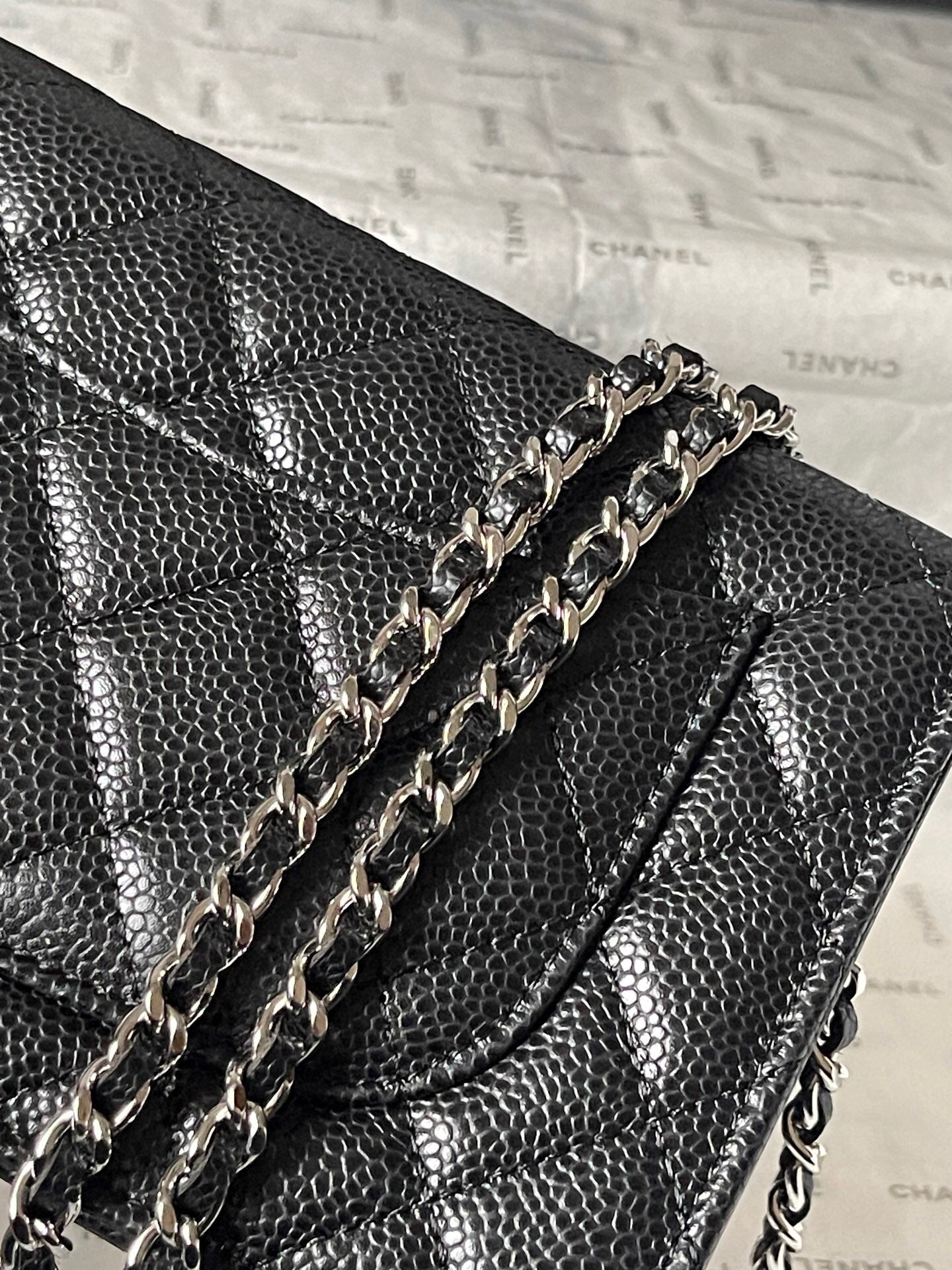 Chanel Quilted Caviar Leather Classic Wallet on Chain