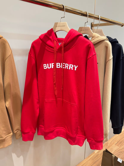 Burberry  Logo Print Cotton Hoodie "Red"