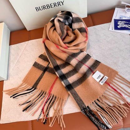 Burberry Cashmere Scarf "Camel Brown-Black"