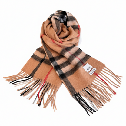 Burberry Cashmere Scarf "Camel Brown-Black"