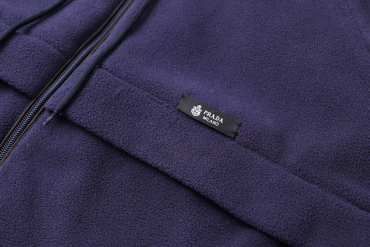 Prada Hooded Technical Fabric Blouson Jacket "Navy"