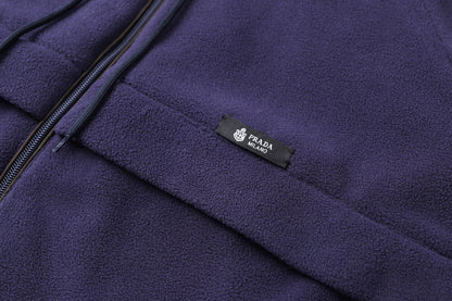Prada Hooded Technical Fabric Blouson Jacket "Navy"